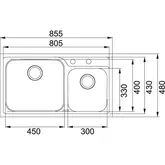 SINK KARST-KTX220 STAINLESS STEEL 1&1/2 BOWL 1TH 855X480MM