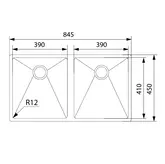 SINK PLAZA PZX220-39 FRANKE STAINLESS STEEL 870X460MM