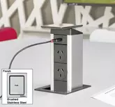 EVOLINE PORTPUSH STAINLESS 2X SOCKET 1X USB