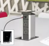 EVOLINE PORTPUSH GLASS BLACK 2X SOCKET 1X USB