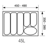 CUTLERY TRAY FUTURA 450MM GREY 350-390MM