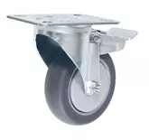 CASTOR SWIVEL RUBBER GREY 100MM WITH BRAKE 100KG LOAD