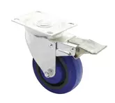 CASTOR RUBBER SWIVEL BLUE 100MM W/BRAKE 140KG LOAD