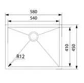 SINK PLAZA PZX 210-54 FRANKE STAINLESS STEEL 580X450MM