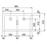 SINK SIRIUS S2D620CB DOUBLE BWL 860x510MM