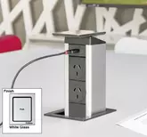 EVOLINE PORTPUSH GLASS WHITE 2X SOCKET 1X USB