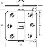 GRAVITY HINGE RIGHT HAND CONCEALED SCREW FIX H/O (STAINLESS STEEL)