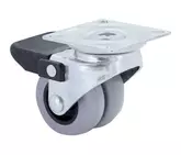 CASTOR TWIN WHEEL SWIVEL GREY 50MM W/BRAKE 70KG LOAD