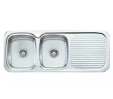 SINK LAKELAND-LL156 STAINLESS STEEL L/H DOUBLE BOWL 1 T/H 1200X480