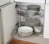 LAZY SUSAN 1/2 ROTARY UNIT CHROME 2XSHELVES 750MM DIA